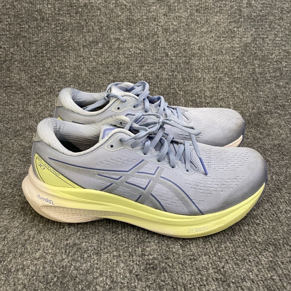 ASICS Gel Kayano 30 Shoe Womens Sz 10 Running Sneakers Gris Blue Lime